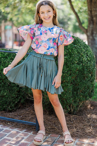 Girls: How I Feel Blue Floral Blouse