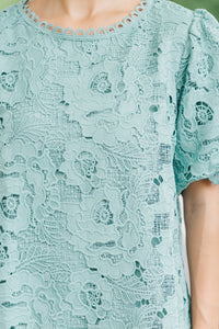 Everybody Loves Dusty Mint Lace Blouse