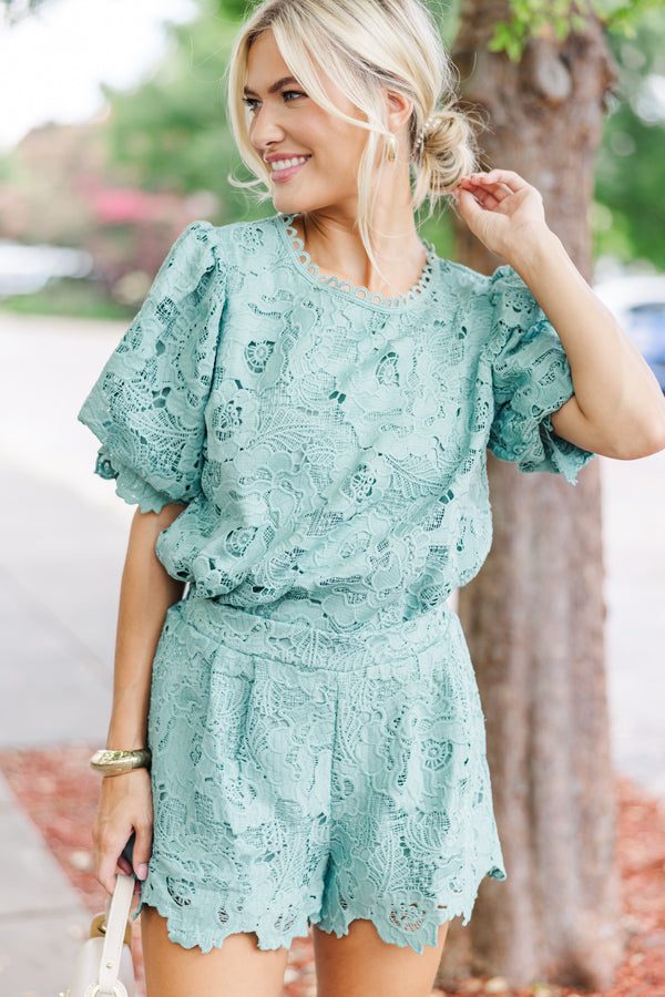 Everybody Loves Dusty Mint Lace Blouse