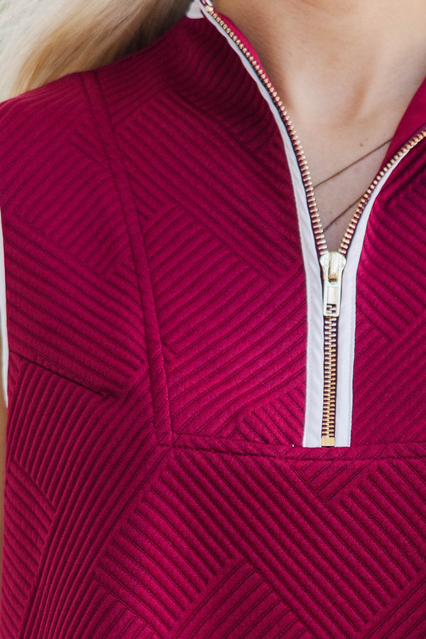 Say It All Burgundy Textured Drop Waist Dress