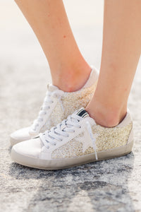 Girls Shu Shop: Do What You Love Gold Glitter Sneakers