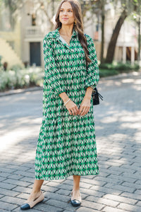 Give Your All Green Abstract Midi Dress