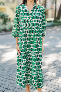 Give Your All Green Abstract Midi Dress