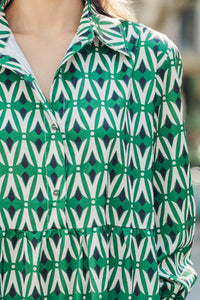 Give Your All Green Abstract Midi Dress