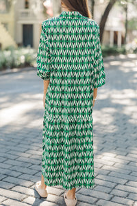 Give Your All Green Abstract Midi Dress