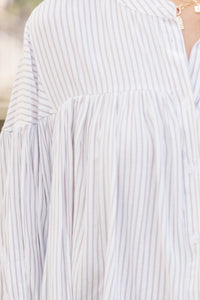 I Believe Oatmeal Striped Blouse