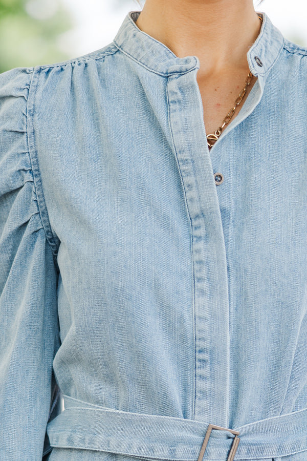 Fate: Dedicated To You Light Wash Denim Dress Shop the Mint Fate: Dedicated To You Light Wash Denim Dress Shop the Mint