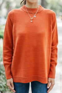 The Slouchy Rust Orange Side Button Sweater