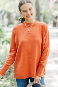 The Slouchy Rust Orange Side Button Sweater