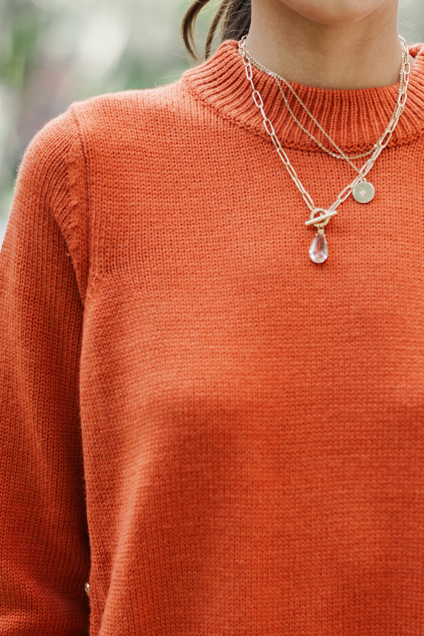 The Slouchy Rust Orange Side Button Sweater