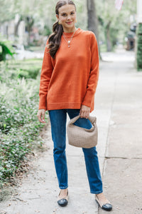 The Slouchy Rust Orange Side Button Sweater