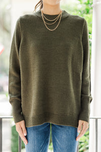 The Slouchy Olive Green Side Button Sweater