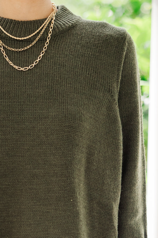 The Slouchy Olive Green Side Button Sweater