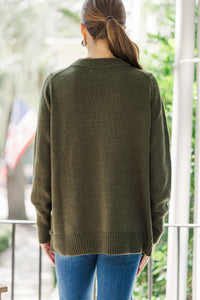 The Slouchy Olive Green Side Button Sweater