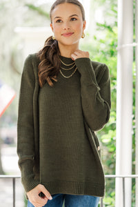 The Slouchy Olive Green Side Button Sweater