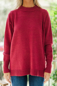 The Slouchy Marsala Red Side Button Sweater