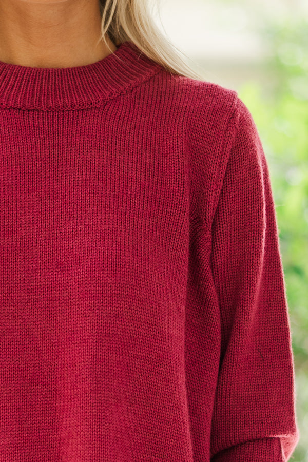 The Slouchy Marsala Red Side Button Sweater