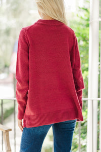 The Slouchy Marsala Red Side Button Sweater