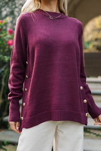The Slouchy Merlot Side Button Sweater