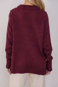 The Slouchy Merlot Side Button Sweater