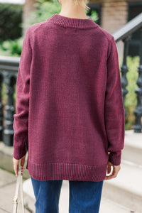 The Slouchy Merlot Side Button Sweater