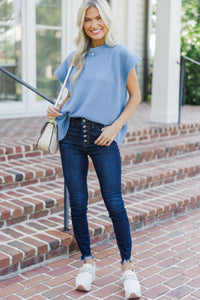 The Slouchy Blue Short Sleeve Sweater