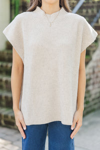 The Slouchy Oatmeal Short Sleeve Sweater