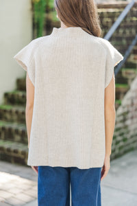 The Slouchy Oatmeal Short Sleeve Sweater