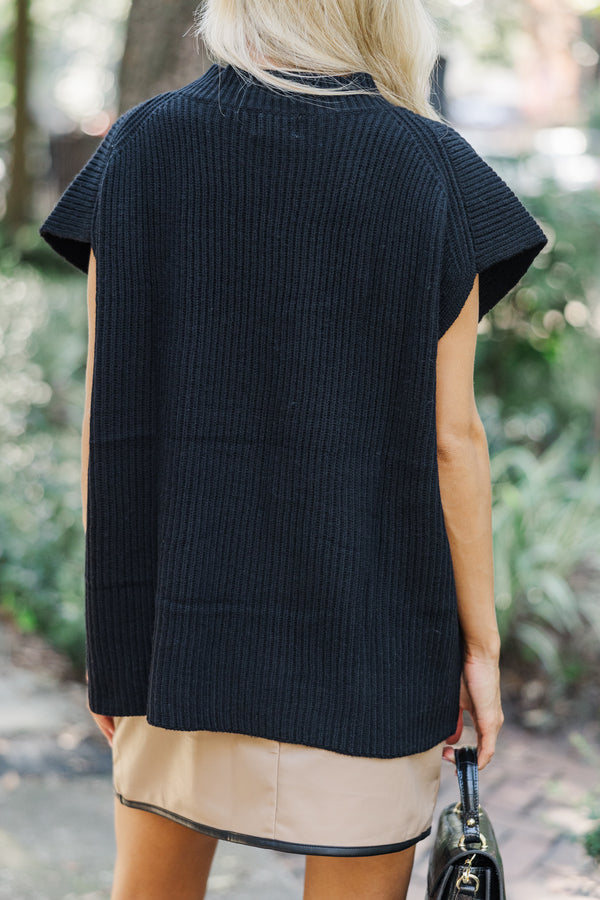 The Slouchy Black Short Sleeve Sweater