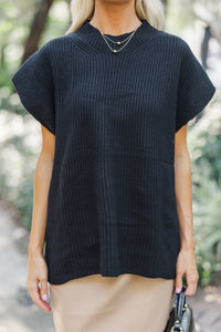 The Slouchy Black Short Sleeve Sweater