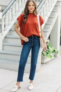 The Slouchy Rust Orange Short Sleeve Sweater