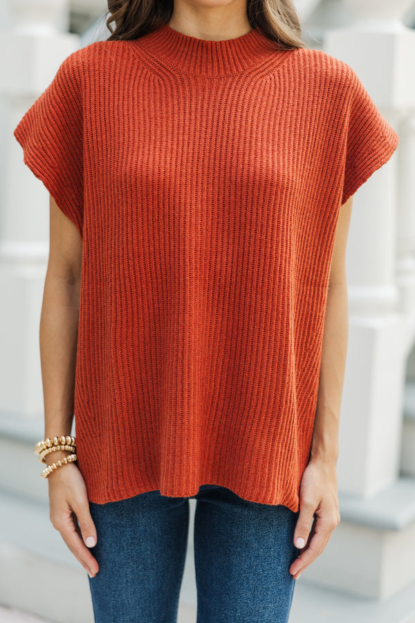 The Slouchy Rust Orange Short Sleeve Sweater