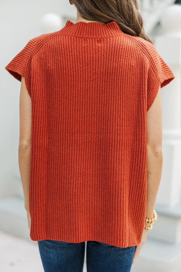 The Slouchy Rust Orange Short Sleeve Sweater