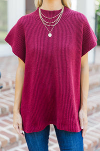 The Slouchy Burgundy Red Short Sleeve Sweater