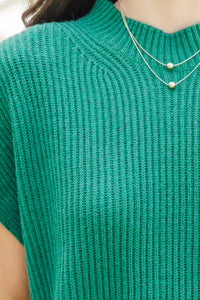 The Slouchy Green Short Sleeve Sweater