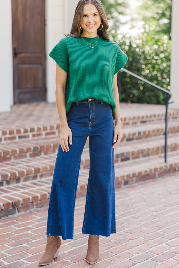 The Slouchy Green Short Sleeve Sweater