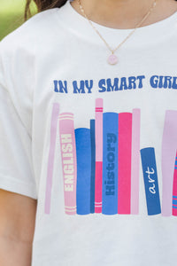 Girls: Smart Girl Era White Graphic Tee