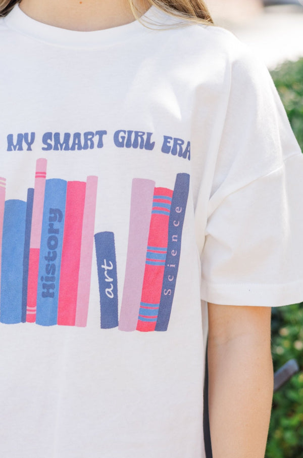 Girls: Smart Girl Era White Graphic Tee