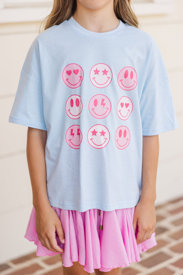 Girls: Always Happy Light Blue Graphic Tee