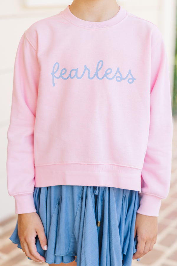 Girls: Be Fearless Pink Graphic Sweatshirt