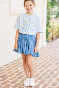 Girls: Flower Child Light Blue Graphic Tee