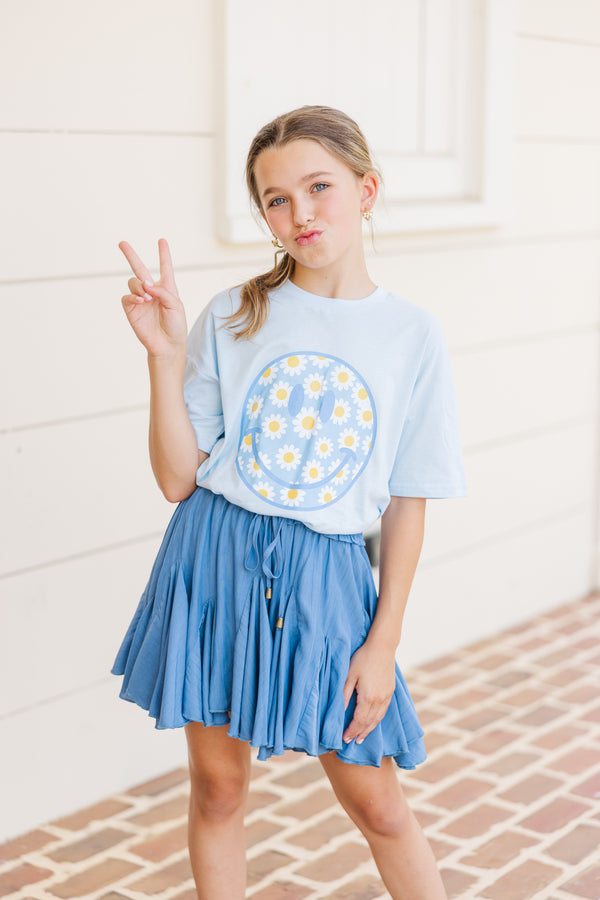 Girls: Flower Child Light Blue Graphic Tee