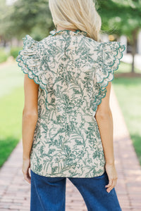 Tell You Everything Hunter Green Toile Blouse