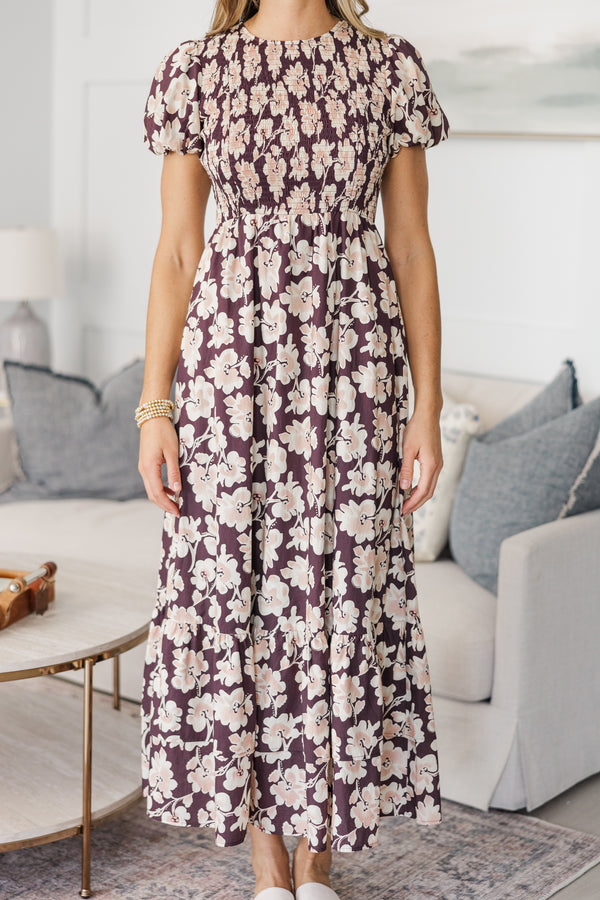 NURSING COLLECTION: Make The Right Choice Burgundy Red Abstract Maxi Dress