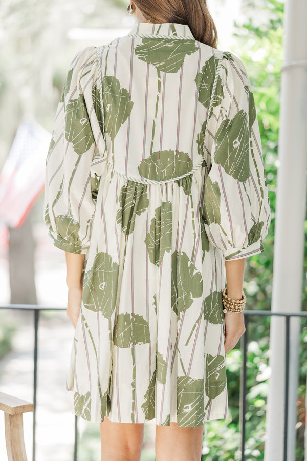 Full Of Wonder Olive Green Floral Dress