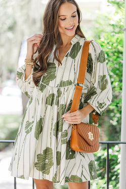 Olive Green Floral Dress