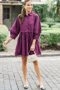 All The Best Plum Purple Scalloped Dress