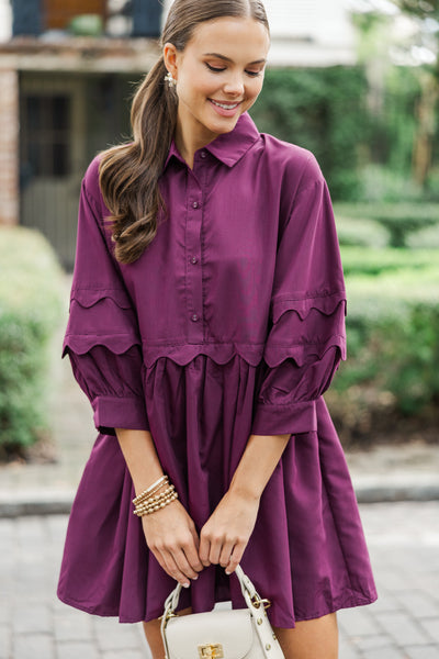 All The Best Plum Purple Scalloped Dress – Shop the Mint
