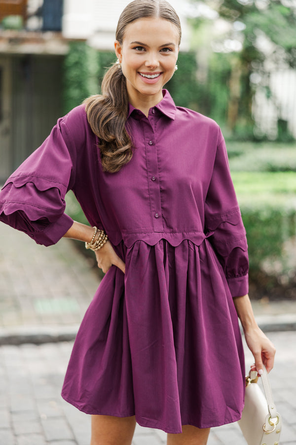 All The Best Plum Purple Scalloped Dress