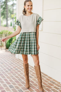 Reach For It Olive Green Plaid Dress